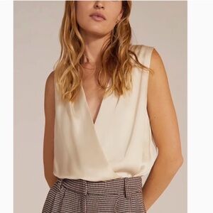 NWT Favorite Daughter The Sleeveless Date‎ Blouse Bodysuit Champagne Cream Sz L
